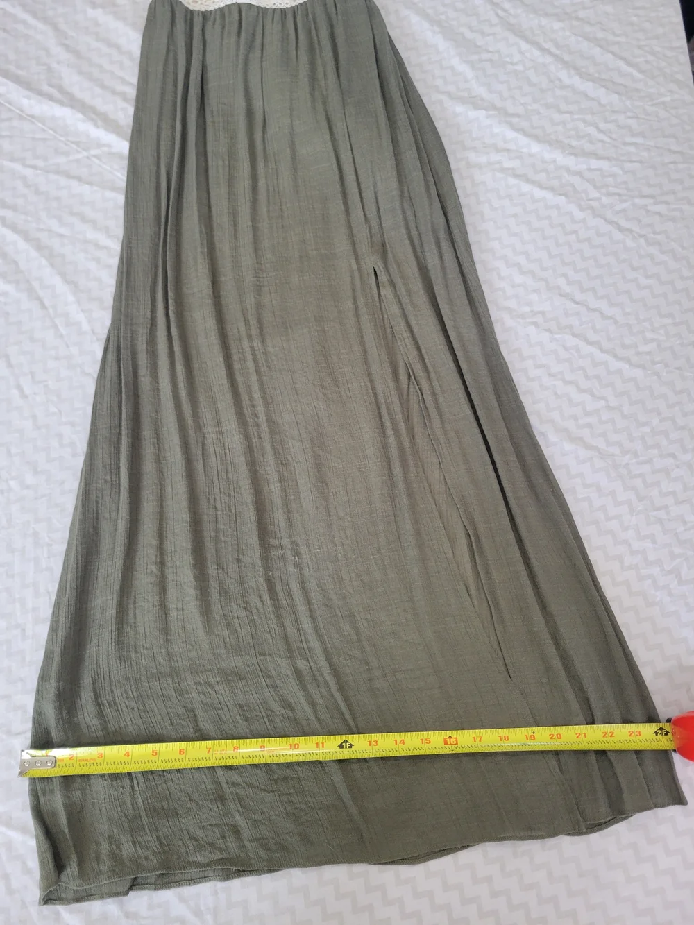 Iz Byer Cream Lace Bodice Maxi with Olive Skirt - Picture 5 of 14